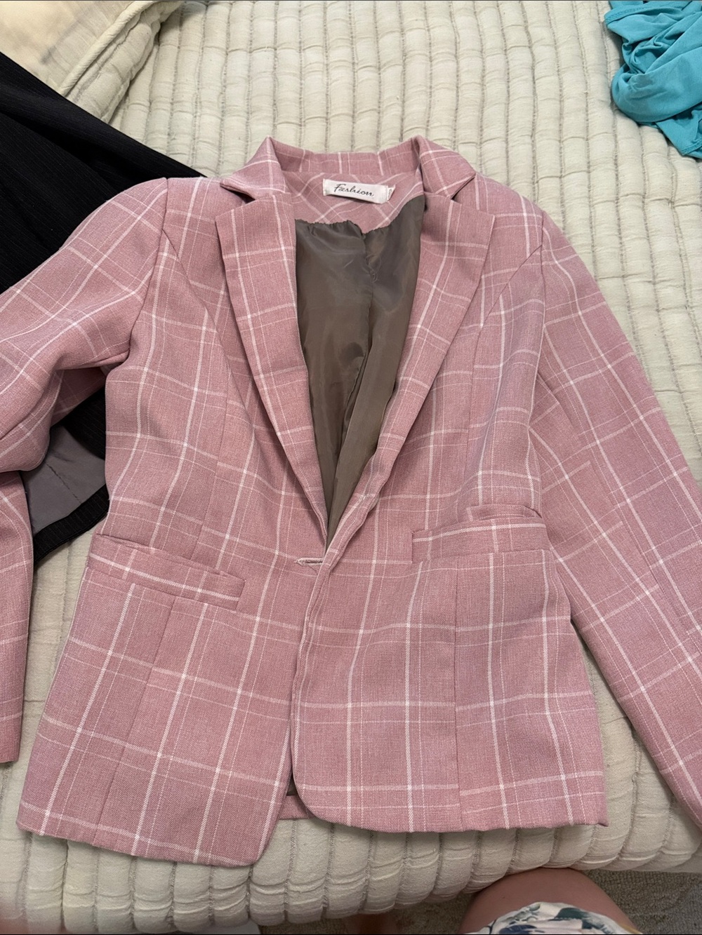 Pink Plaid Blazer - Tailored Women’s Suit Jacket